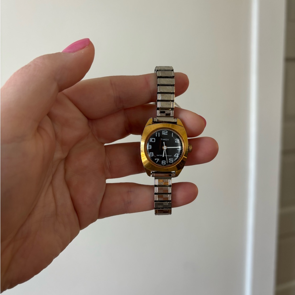 Vintage Mechanical Ladies Gold Silver Timex Watch